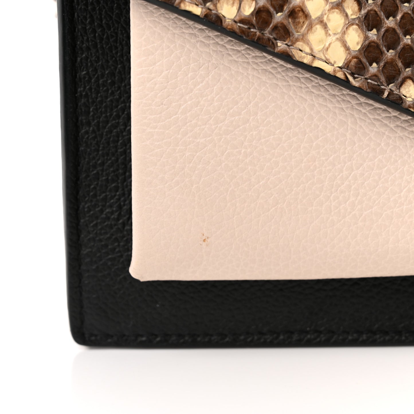 Soft Calfskin Snakeskin My Lockme Chain Pochette Black