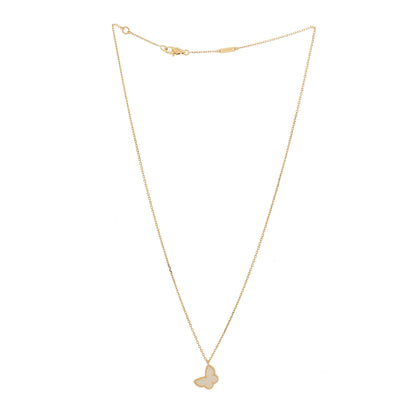 Van Cleef & Arpels 18K Yellow Gold Mother of Pearl Sweet Alhambra Butterfly Pendant Necklace 3 of 6