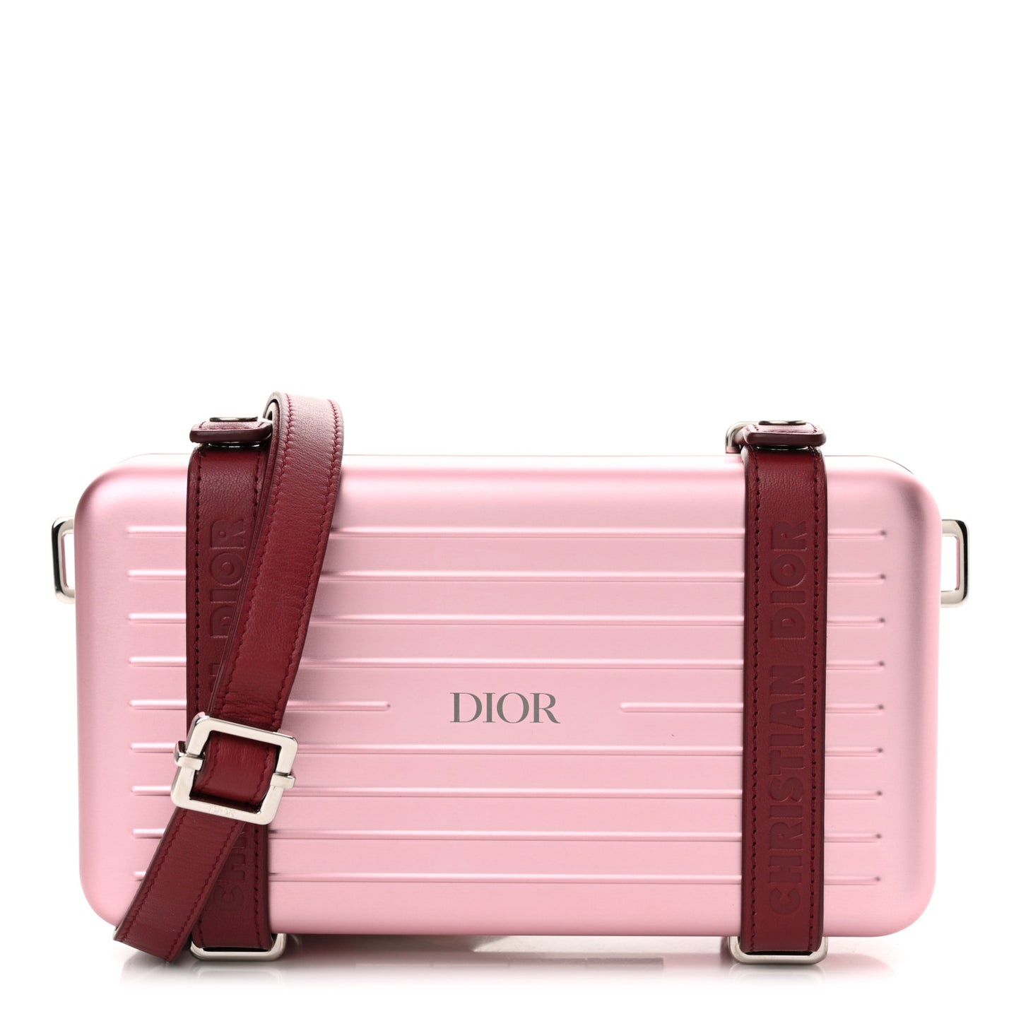 X RIMOWA Aluminum Personal Clutch On Strap Rose