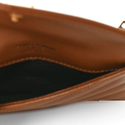 Saint Laurent Grain De Poudre Matelasse Chevron Monogram Compact Wallet Natural Dark 5 of 12