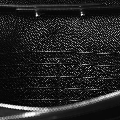 Saint Laurent Grain De Poudre Matelasse Chevron Monogram Chain Wallet Black 6 of 11