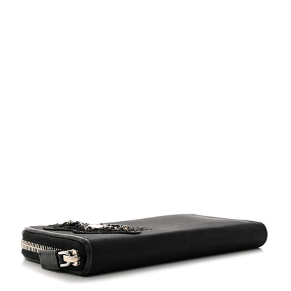Prada Tessuto Nylon Beaded Bear Zip Around Wallet Black 4 of 9