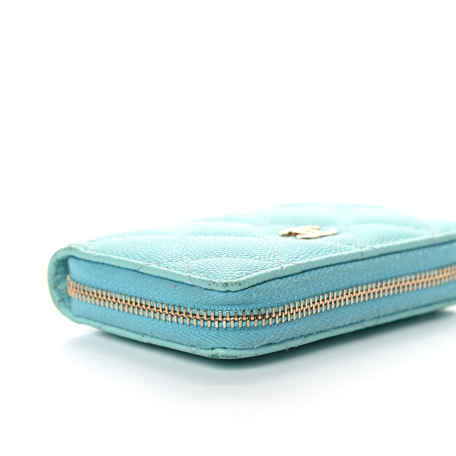 Chanel Caviar Quilted Zip Coin Purse Light Blue 13 of 19