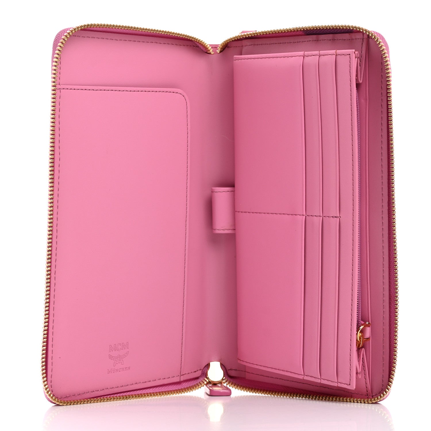 MCM Visetos Zip Around Wallet Pink 5 of 8