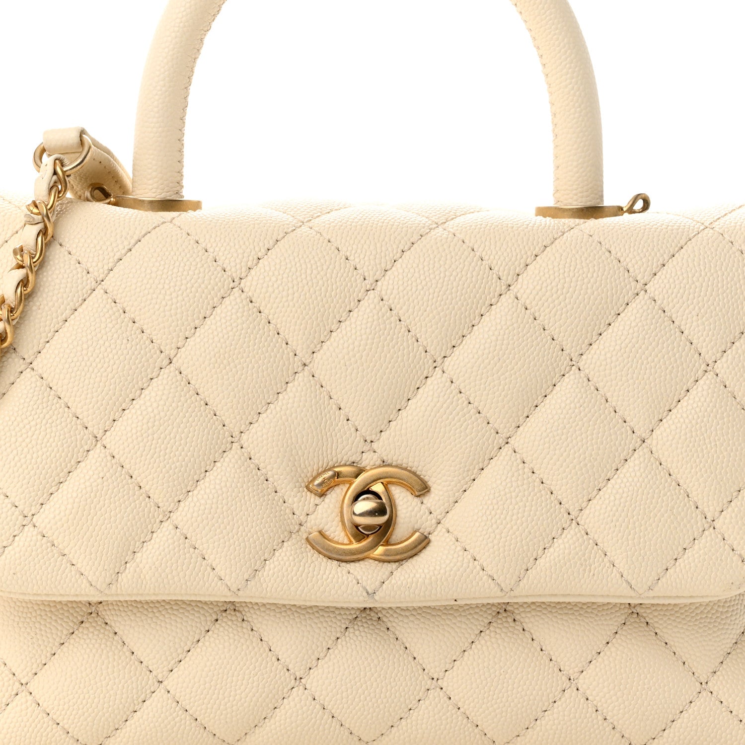Chanel Caviar Quilted Mini Coco Handle Flap Beige 8 of 12