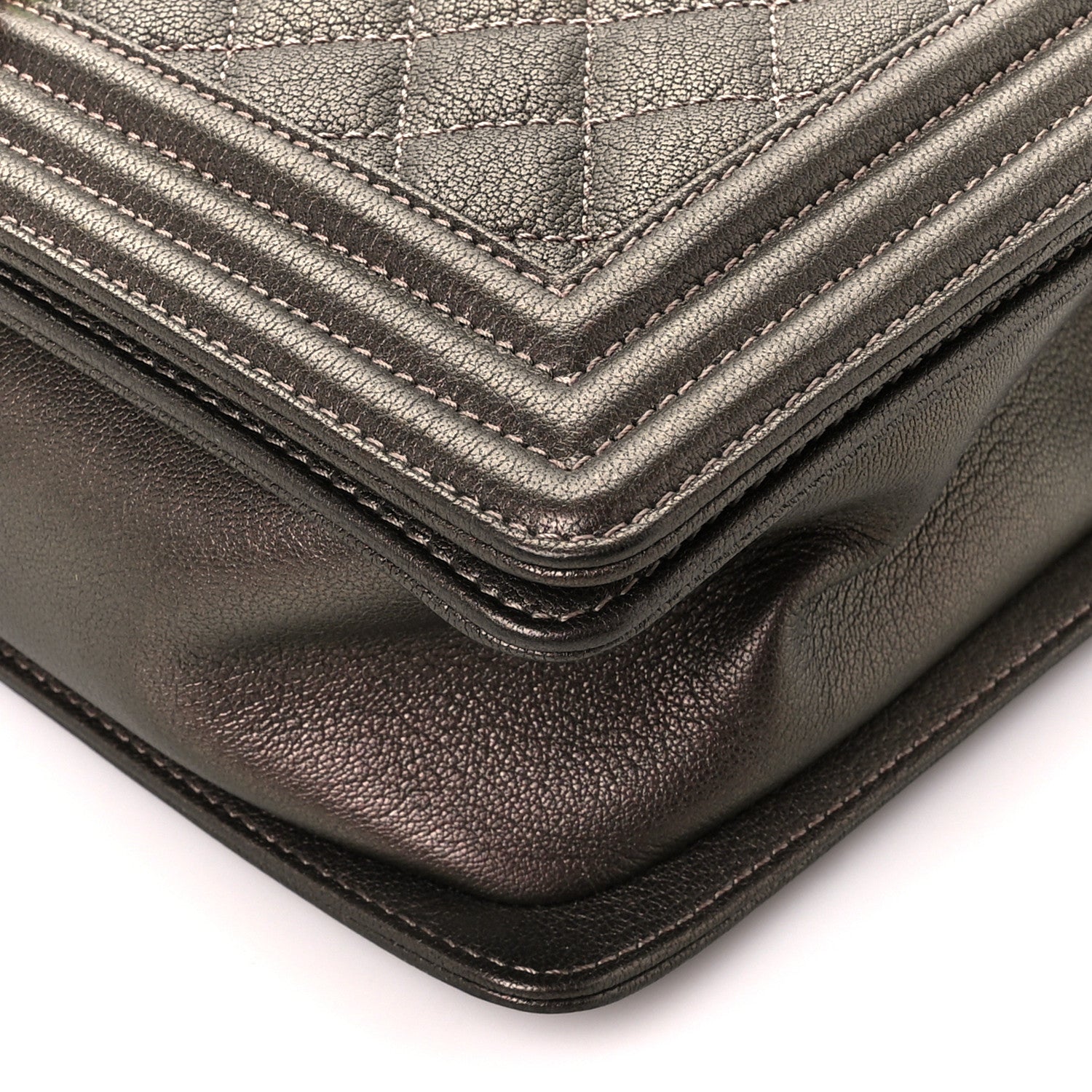 Chanel Iridescent Goatskin Quilted New Medium Boy Flap Dark Gold 10 of 10