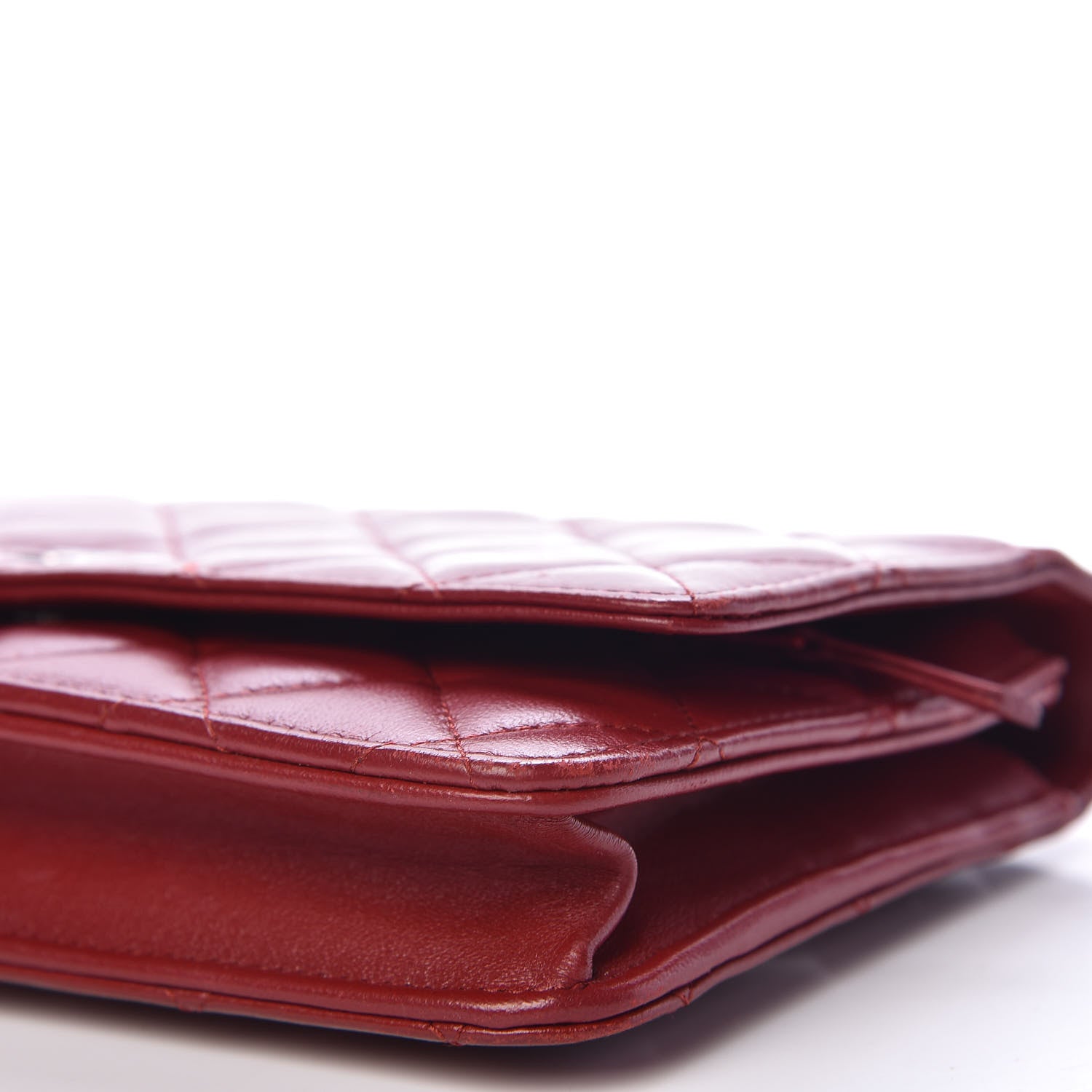 Chanel Lambskin Quilted Wallet On Chain WOC Red 10 of 11