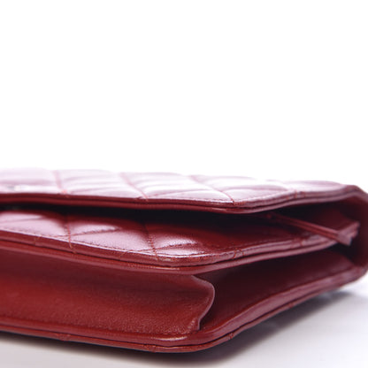 Chanel Lambskin Quilted Wallet On Chain WOC Red 10 of 11