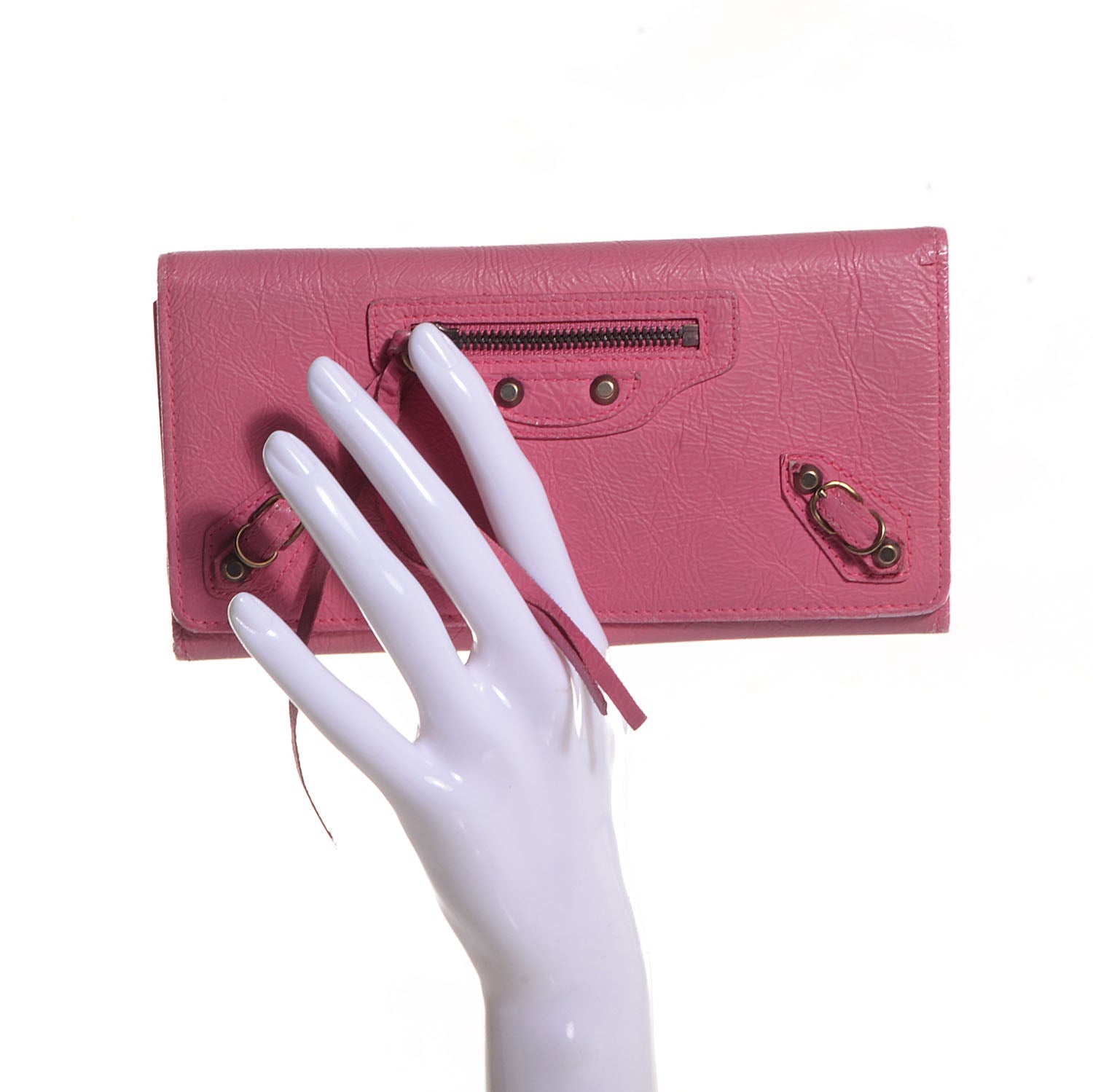 Balenciaga Calfskin Papier Platre Money Wallet Framboise 2 of 20