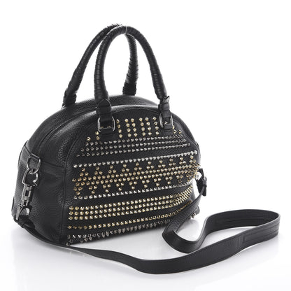 Christian Louboutin Calfskin Mix Chevron Spikes Small Panettone Bowling Bag Black 2 of 8