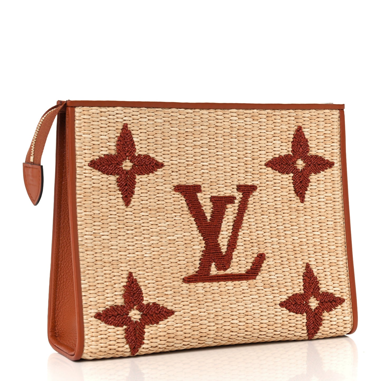 Raffia Monogram Giant Toiletry Pouch 26 Tan