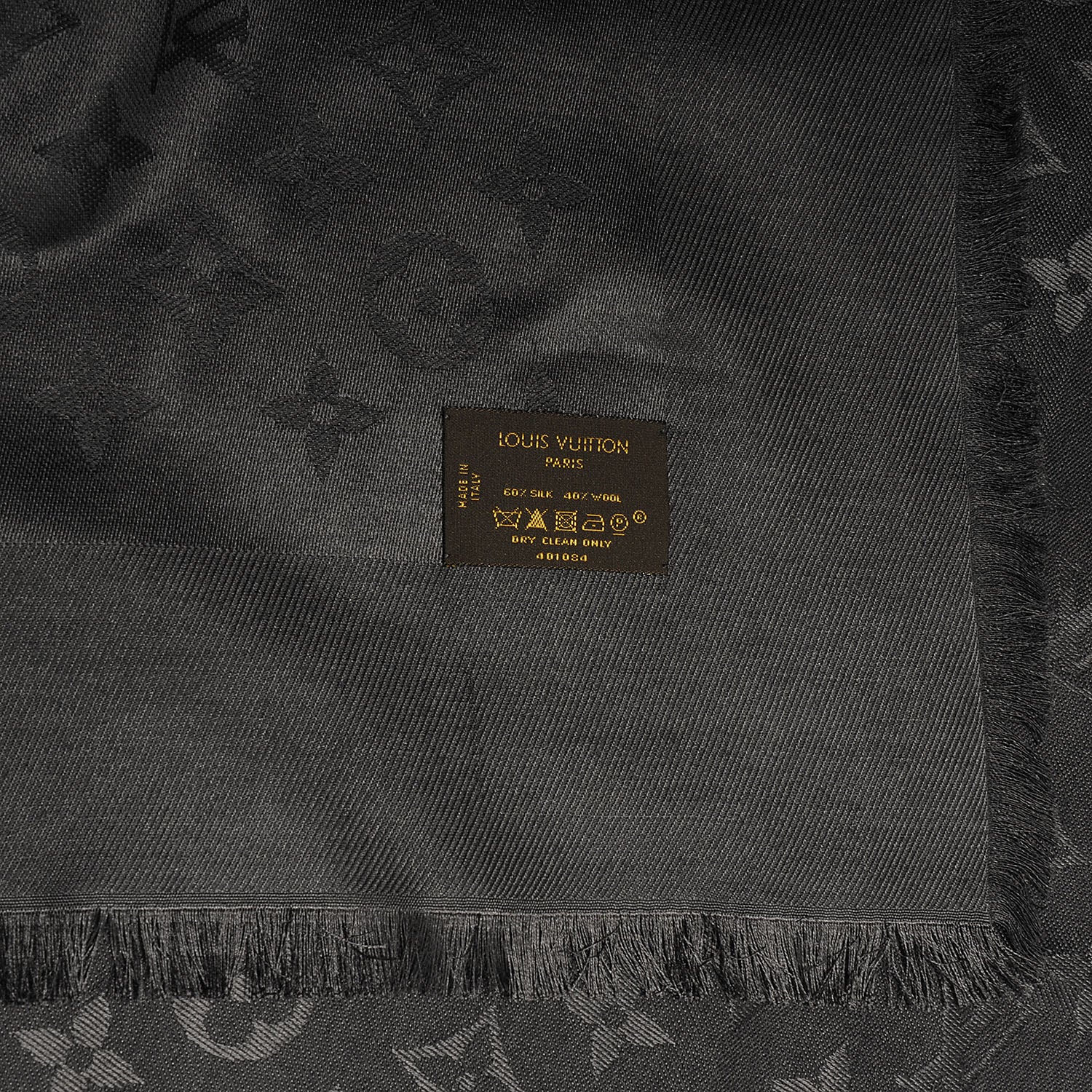 Louis Vuitton Wool Silk Monogram Shawl Anthracite 5 of 5