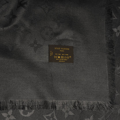 Louis Vuitton Wool Silk Monogram Shawl Anthracite 5 of 5