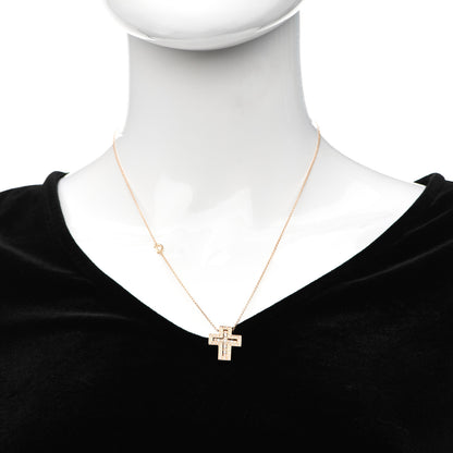 Damiani 18K Rose Gold Diamond Belle Epoque Cross Pendant Necklace 2 of 5