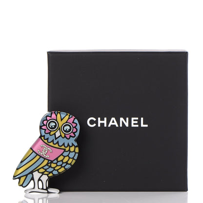 Chanel Resin Crystal Owl CC Brooch Blue Yellow Golden 5 of 5