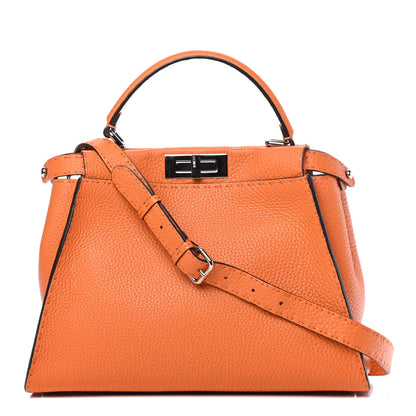 Fendi Cuoio Romano Selleria Bi-Color Medium Peekaboo Iconic Satchel Orange Stone 1 of 4