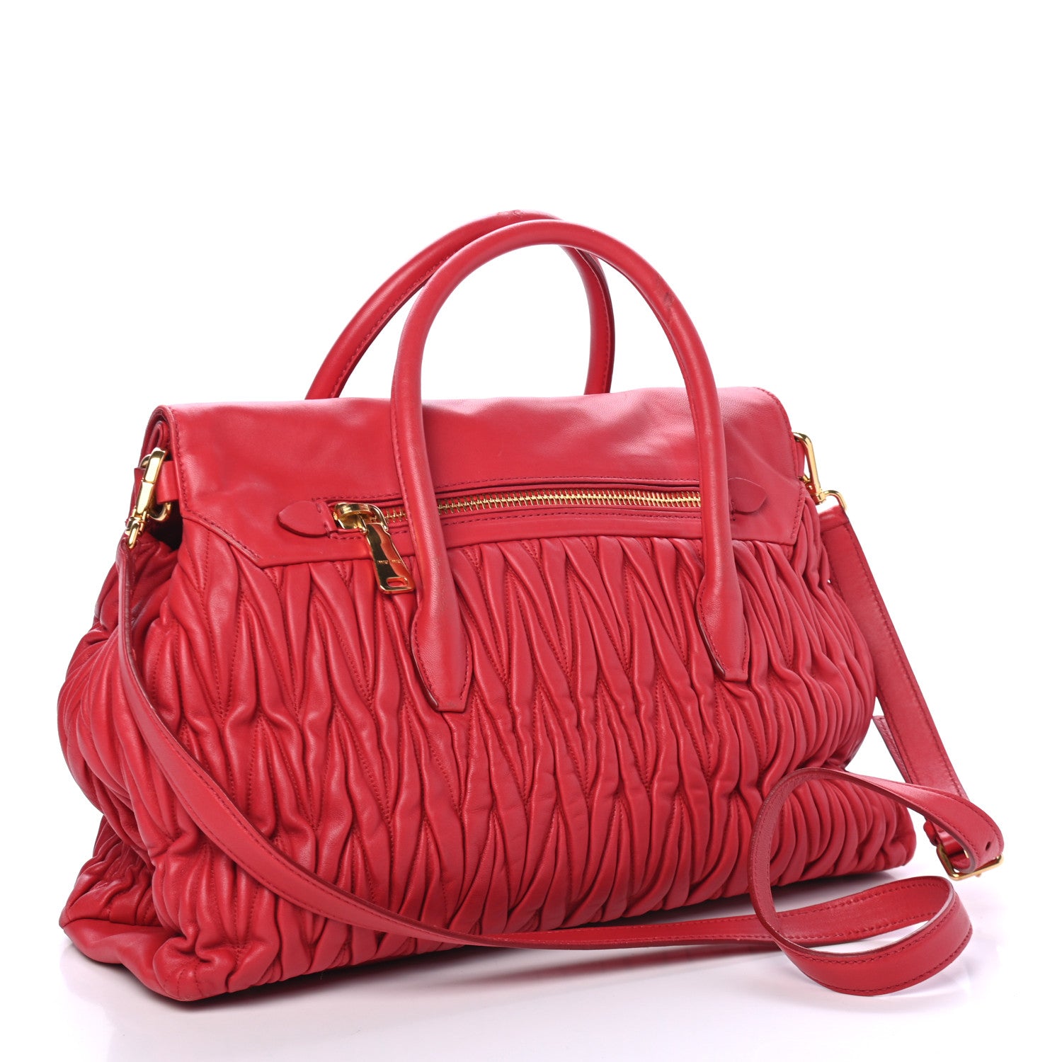 Miu Miu Nappa Matelasse Top Handle Bag Rosso 2 of 4