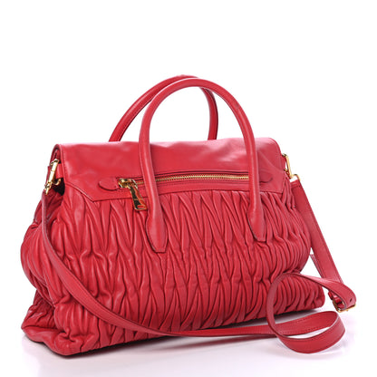 Miu Miu Nappa Matelasse Top Handle Bag Rosso 2 of 4