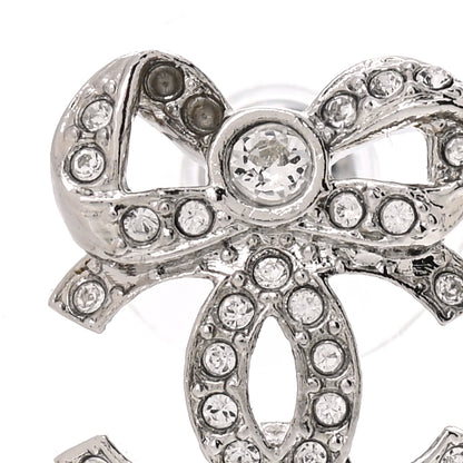 Chanel Crystal CC Bow Drop Earrings Silver 5 of 6
