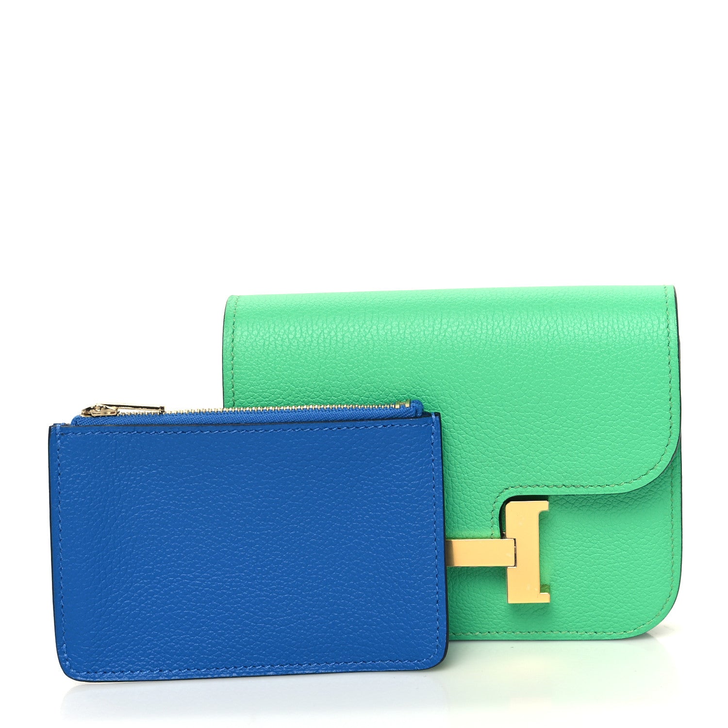 Hermes Evercolor Bi-Color Constance Slim Wallet Vert Comics Bleu Zellige 3 of 10