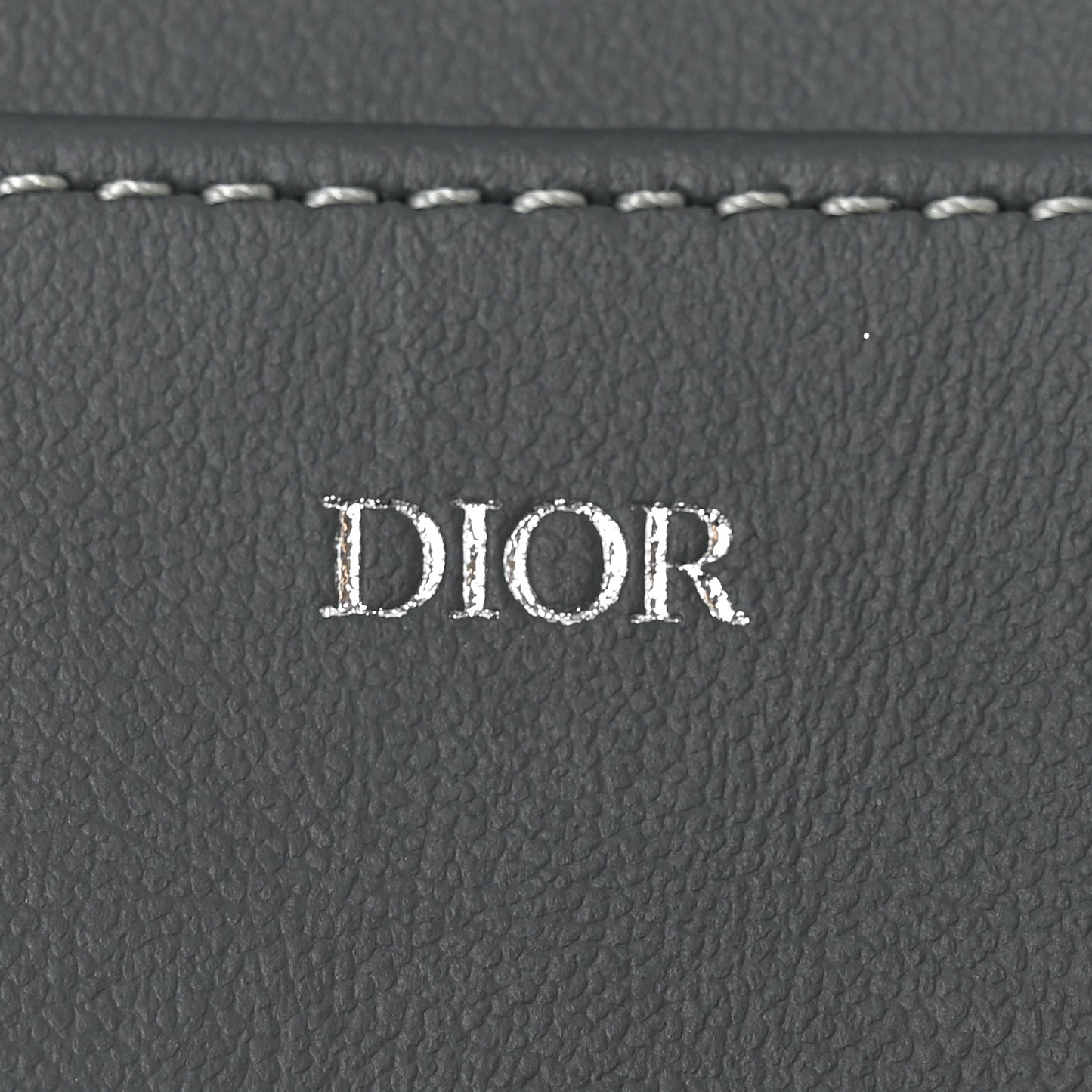 Grained Calfskin CD Icon Wallet Grey