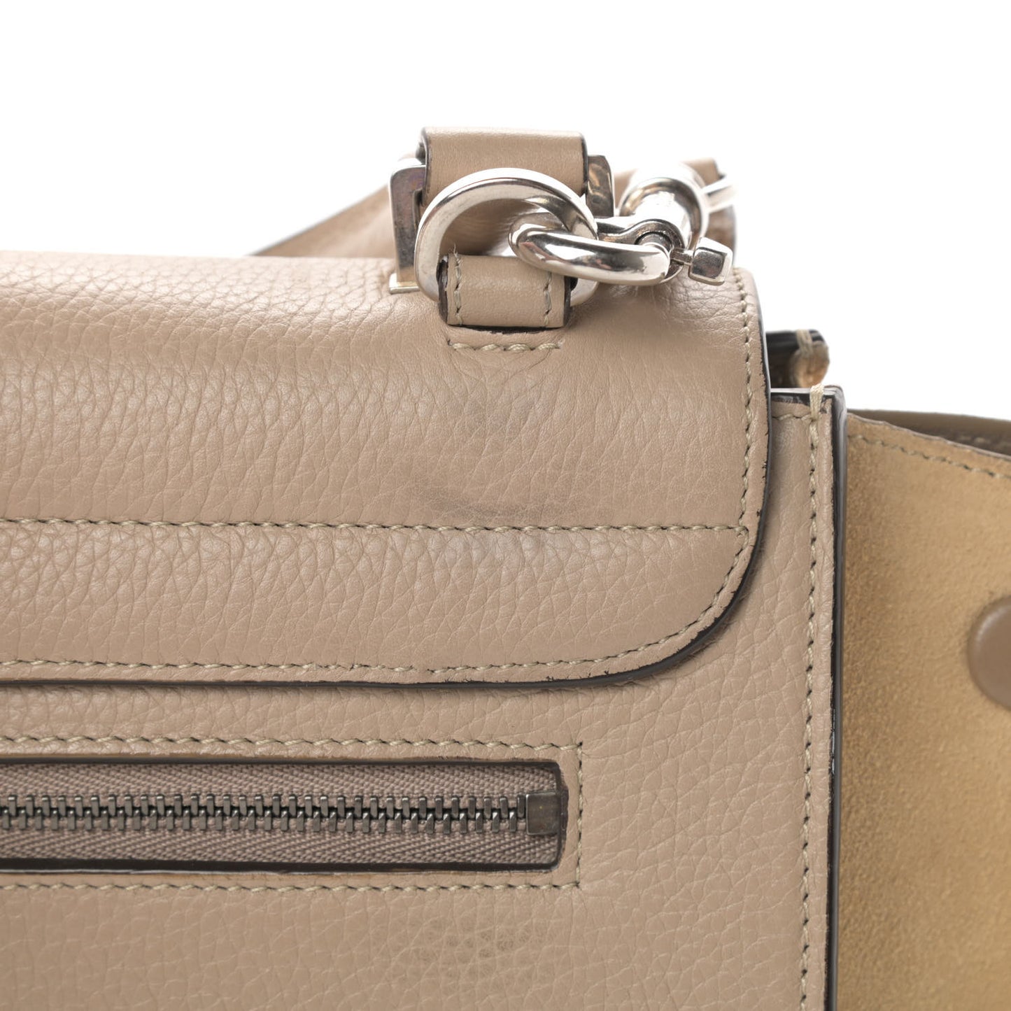 Drummed Calfskin Suede Small Trapeze Dune