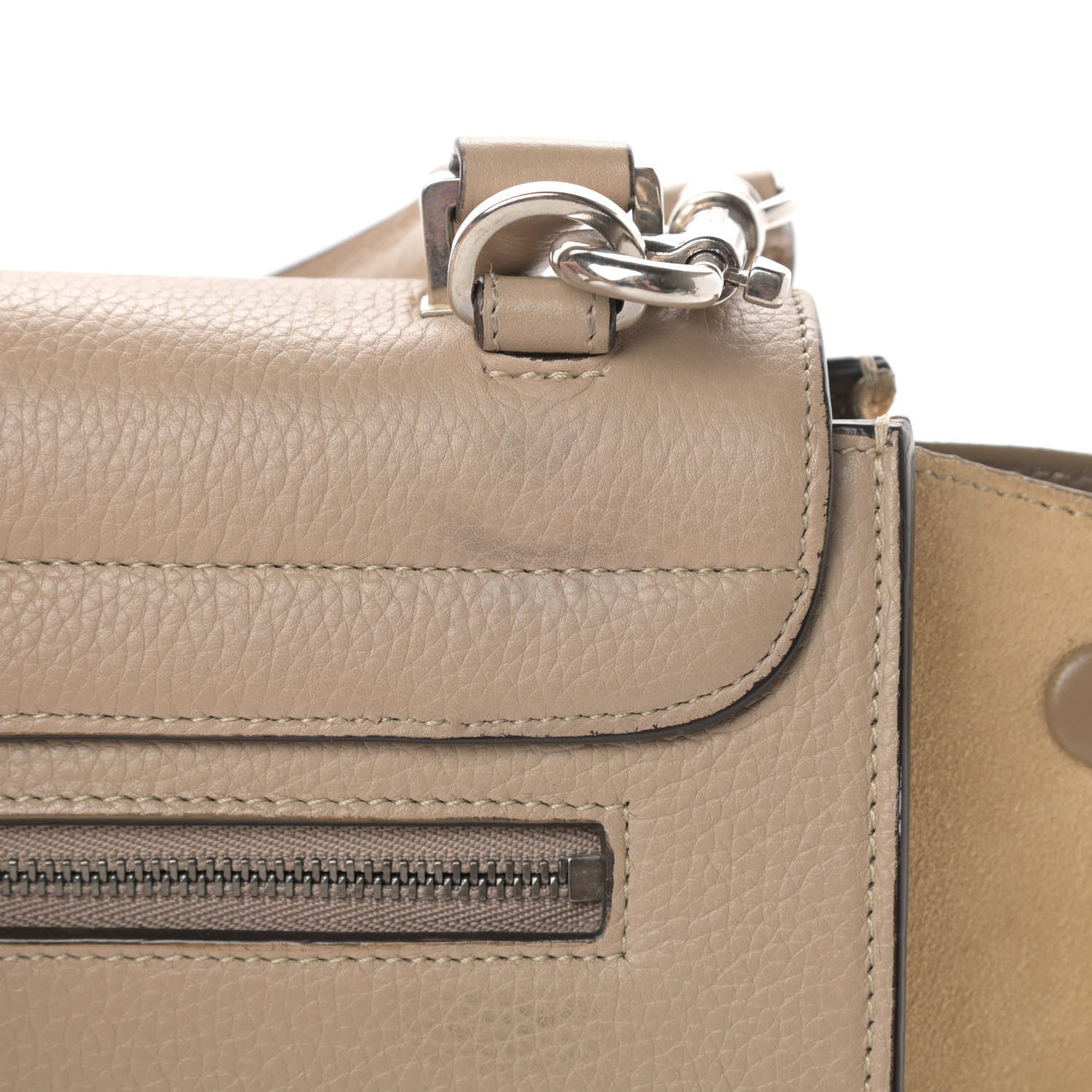 Celine Drummed Calfskin Suede Small Trapeze Dune 15 of 19
