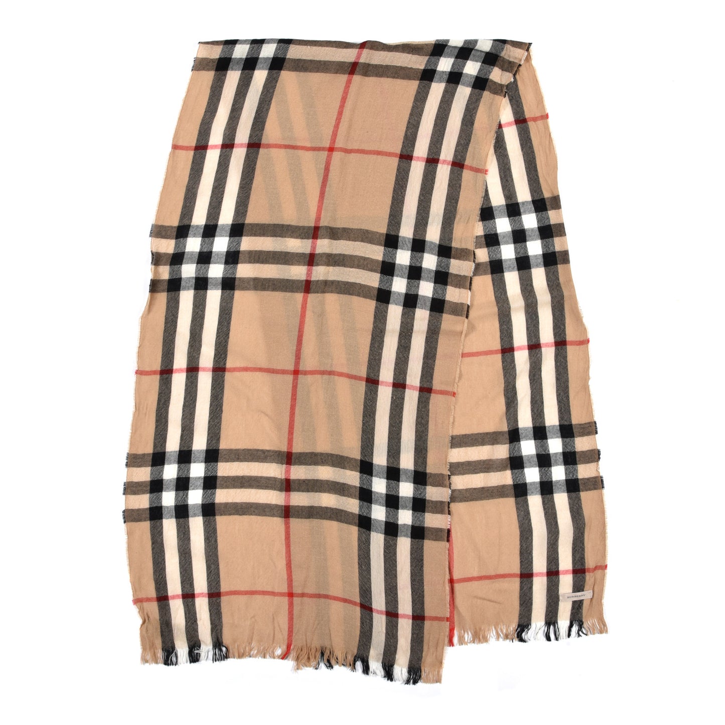 Wool House Check Lightweight Scarf Camel