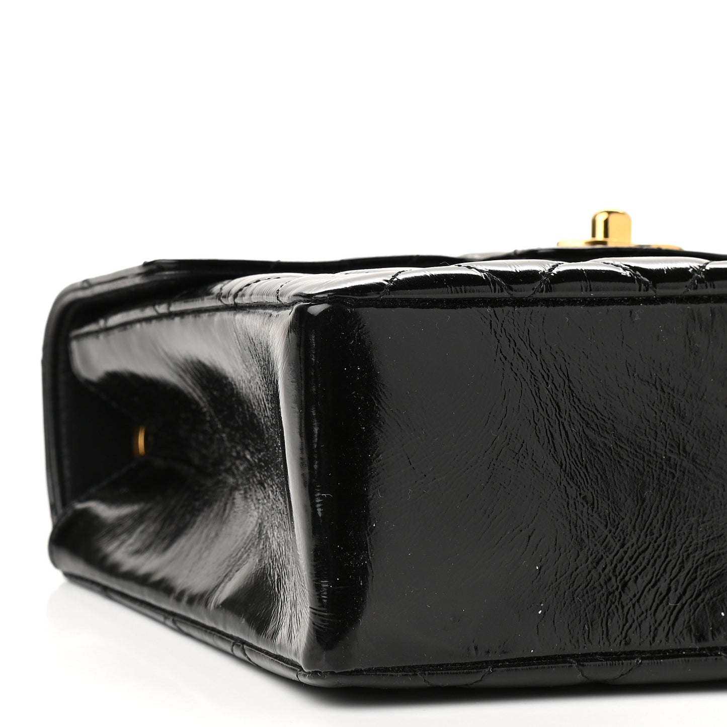 Patent Quilted Small Kelly Flap Bag Black