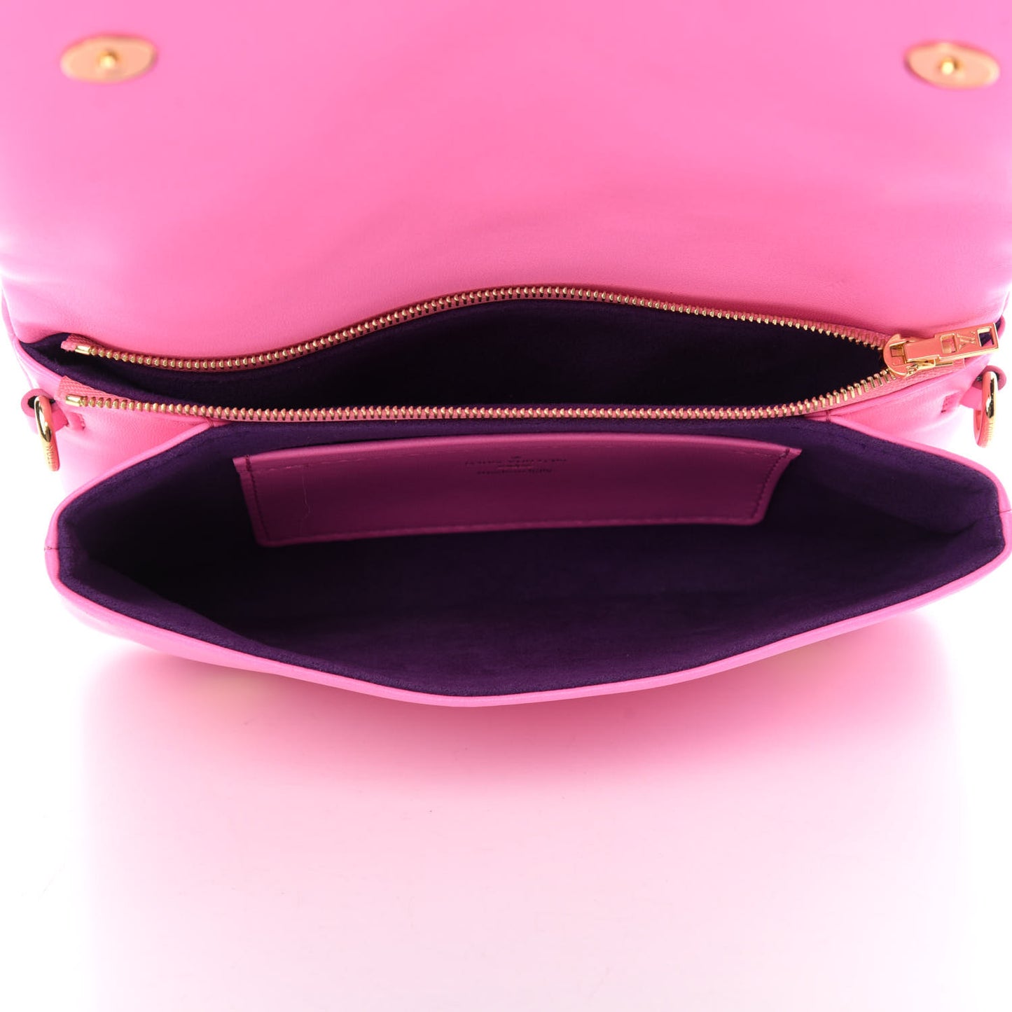 Lambskin Embossed Monogram Vuittamins Pochette Coussin Rose Violet