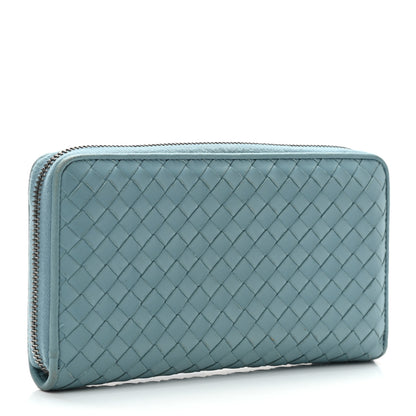 Bottega Veneta Nappa Intrecciato Zip Around Wallet Aqua 3 of 10