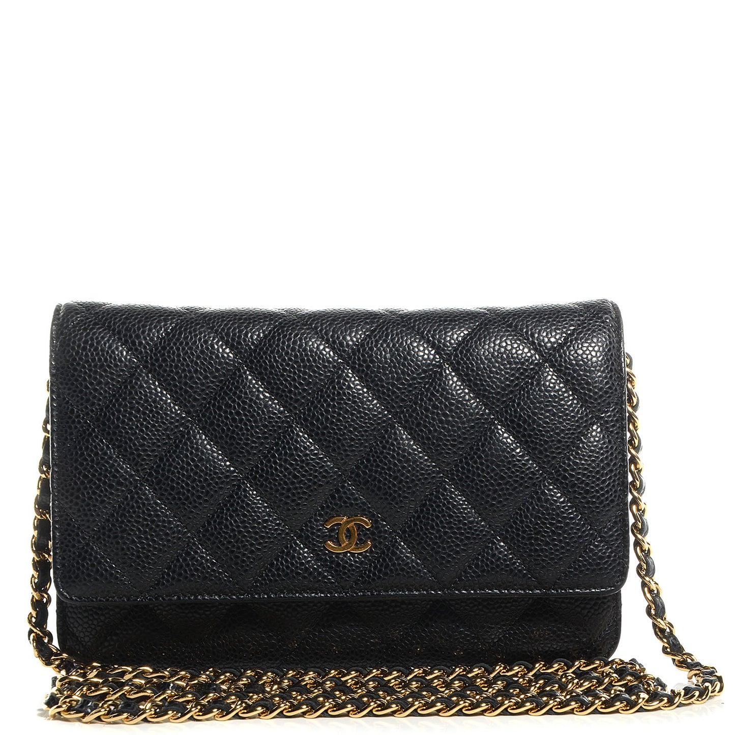 Caviar Quilted Wallet On Chain WOC Black