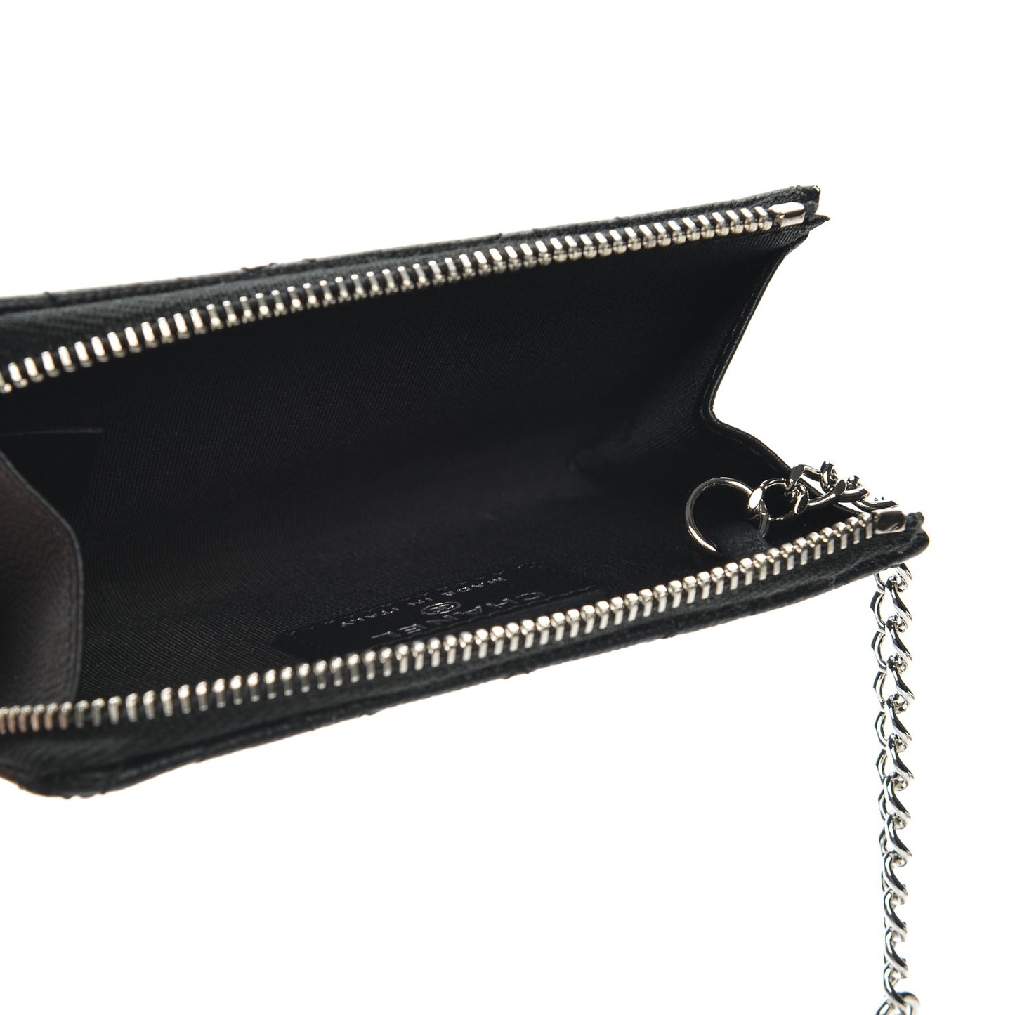 Caviar Camellia Quilted Key Holder Case Black