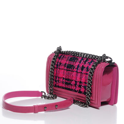 Chanel Patent Tweed Medium Boy Flap Fuchsia 3 of 8