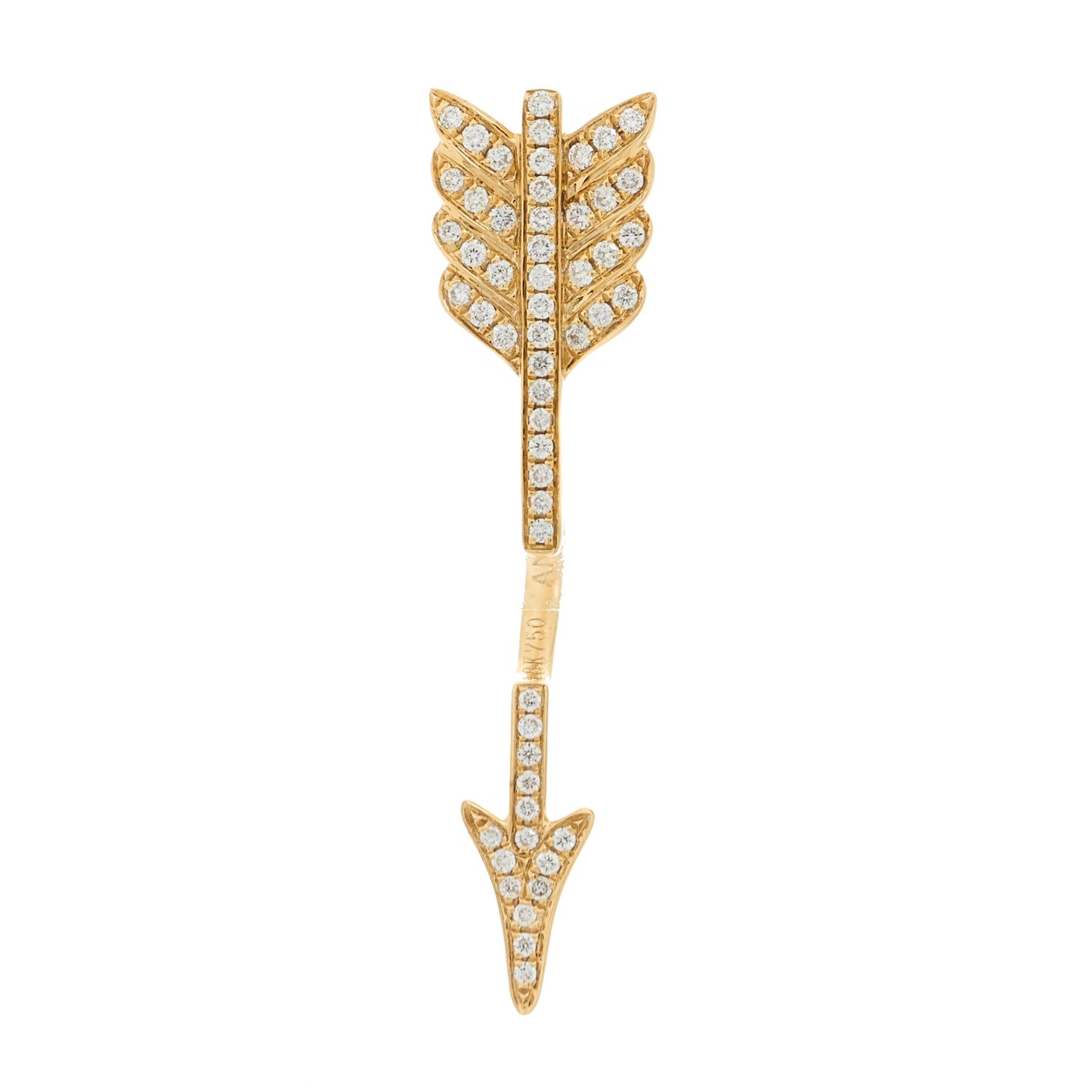18K Yellow Gold Diamond Arrow Single Earring