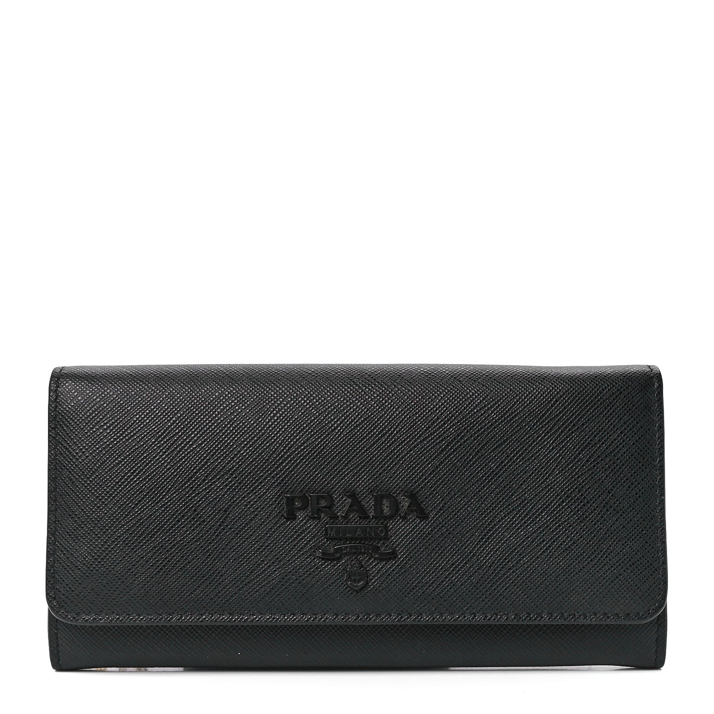Saffiano Metal Continental Flap Wallet Black