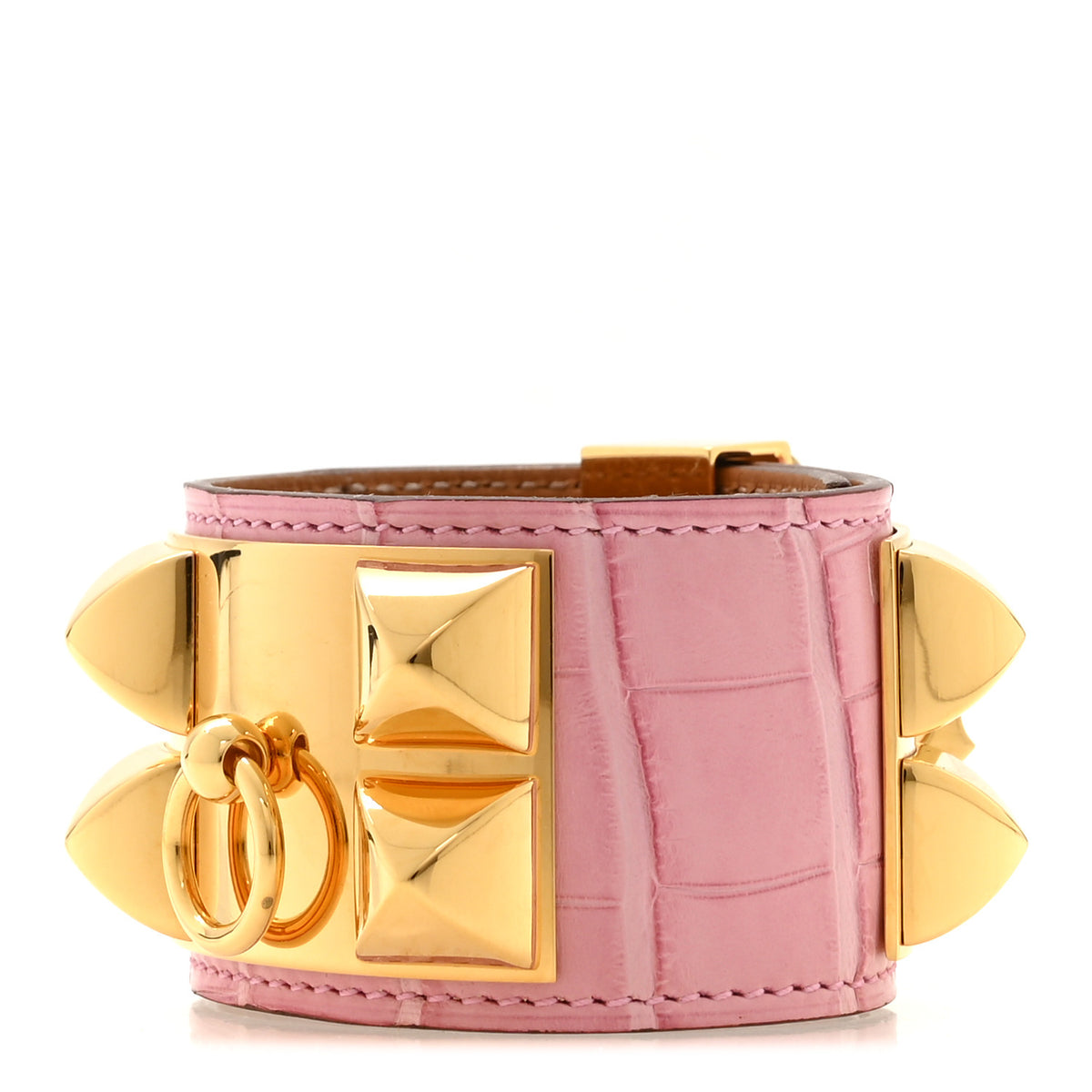 Hermes Matte Alligator Collier De Chien CDC Bracelet T2  5P Pink 1 of 5