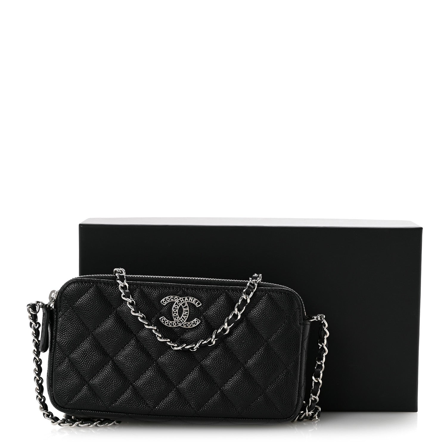 Chanel Caviar Quilted Logo Small Clutch With Chain Black 13 of 13