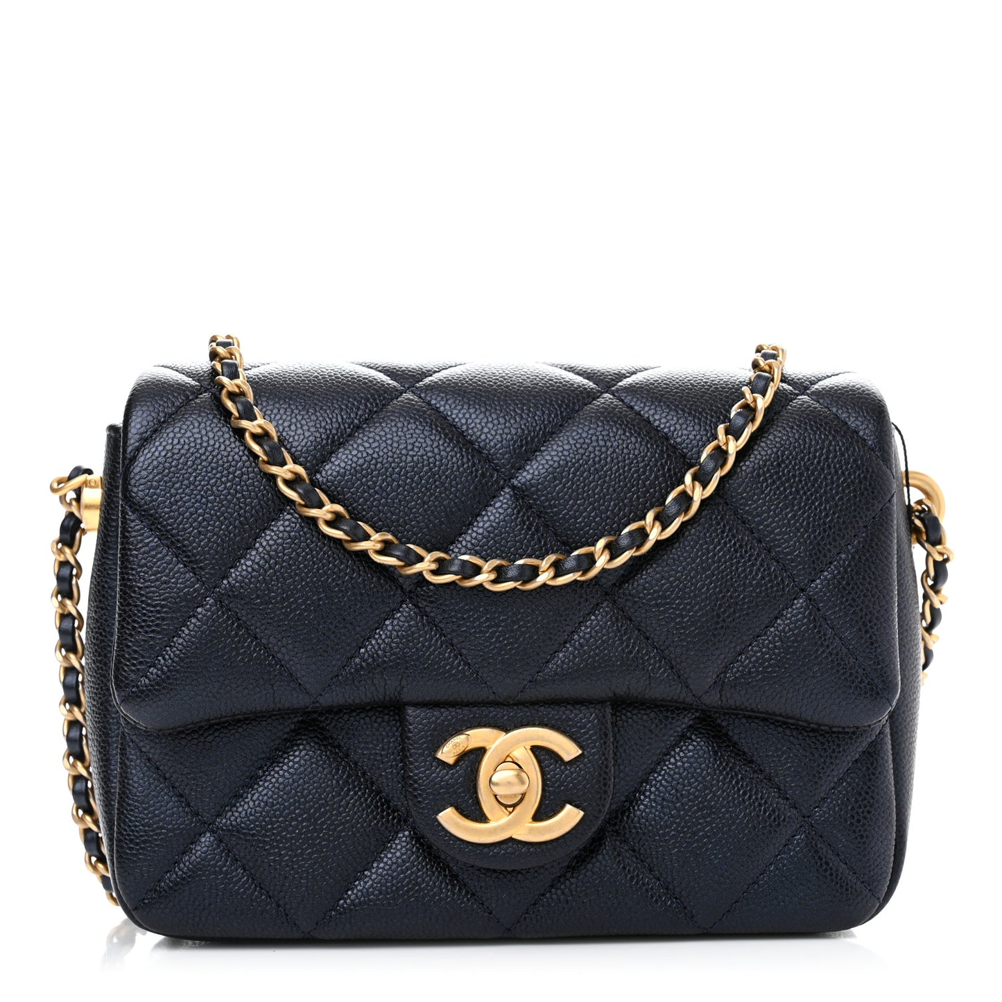 Iridescent Caviar Quilted Mini My Perfect Flap Black