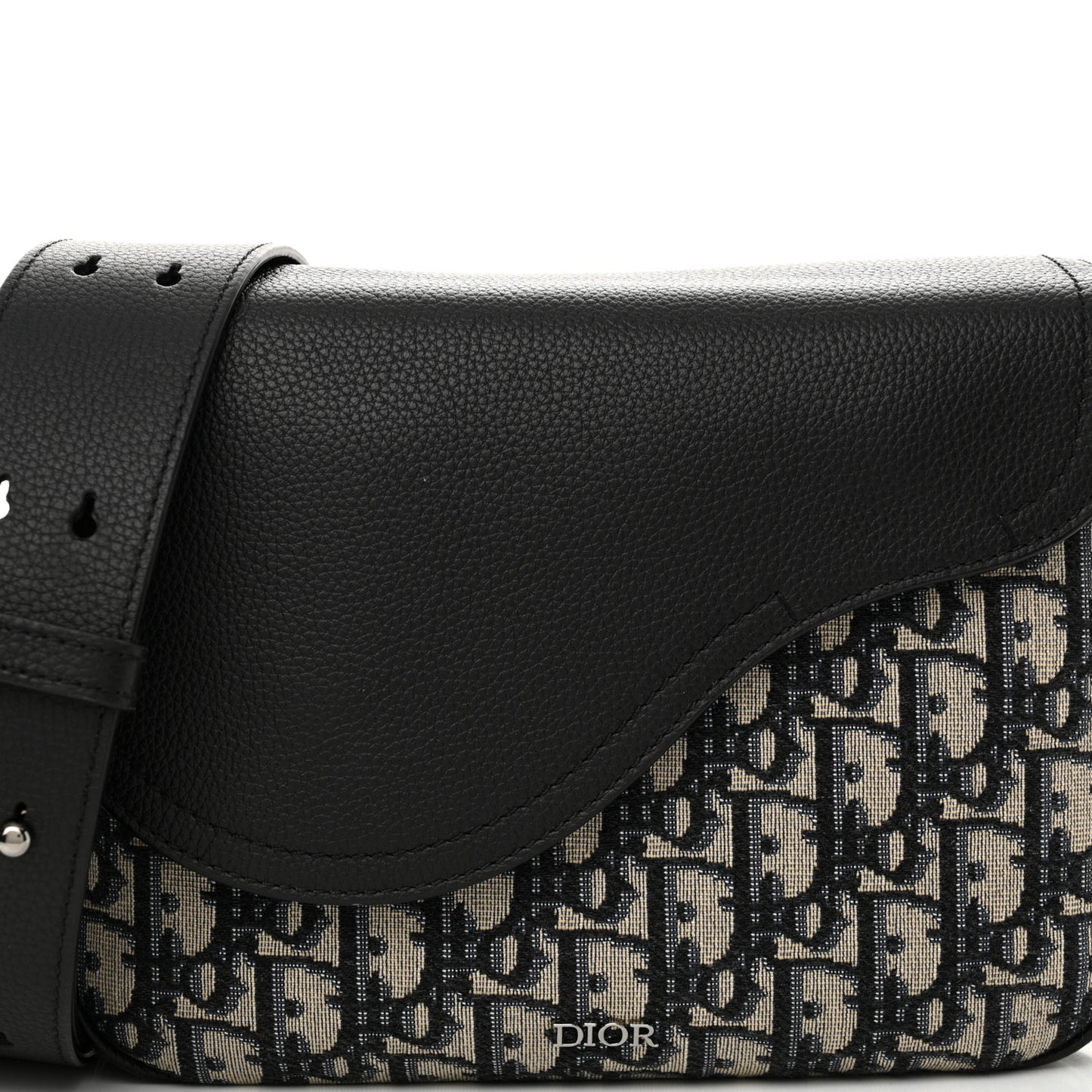 Grained Calfskin Oblique Mini Saddle Messenger Black