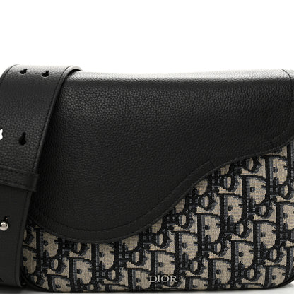Christian Dior Grained Calfskin Oblique Mini Saddle Messenger Black 8 of 12