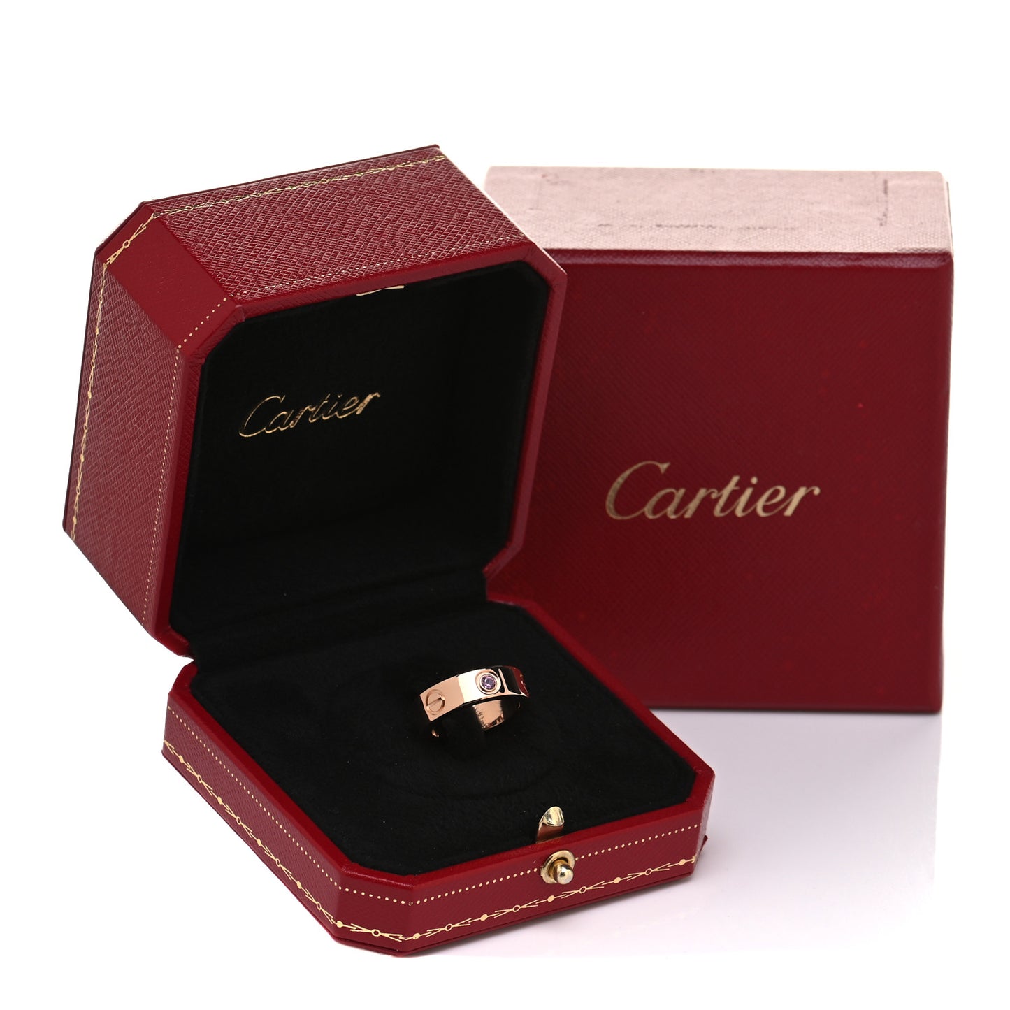 18K Pink Gold Pink Sapphire 5.5mm LOVE Ring 48 4.5