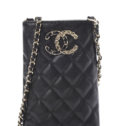 Chanel Caviar Quilted French New Wave Phone Holder With Chain Black 9 of 12