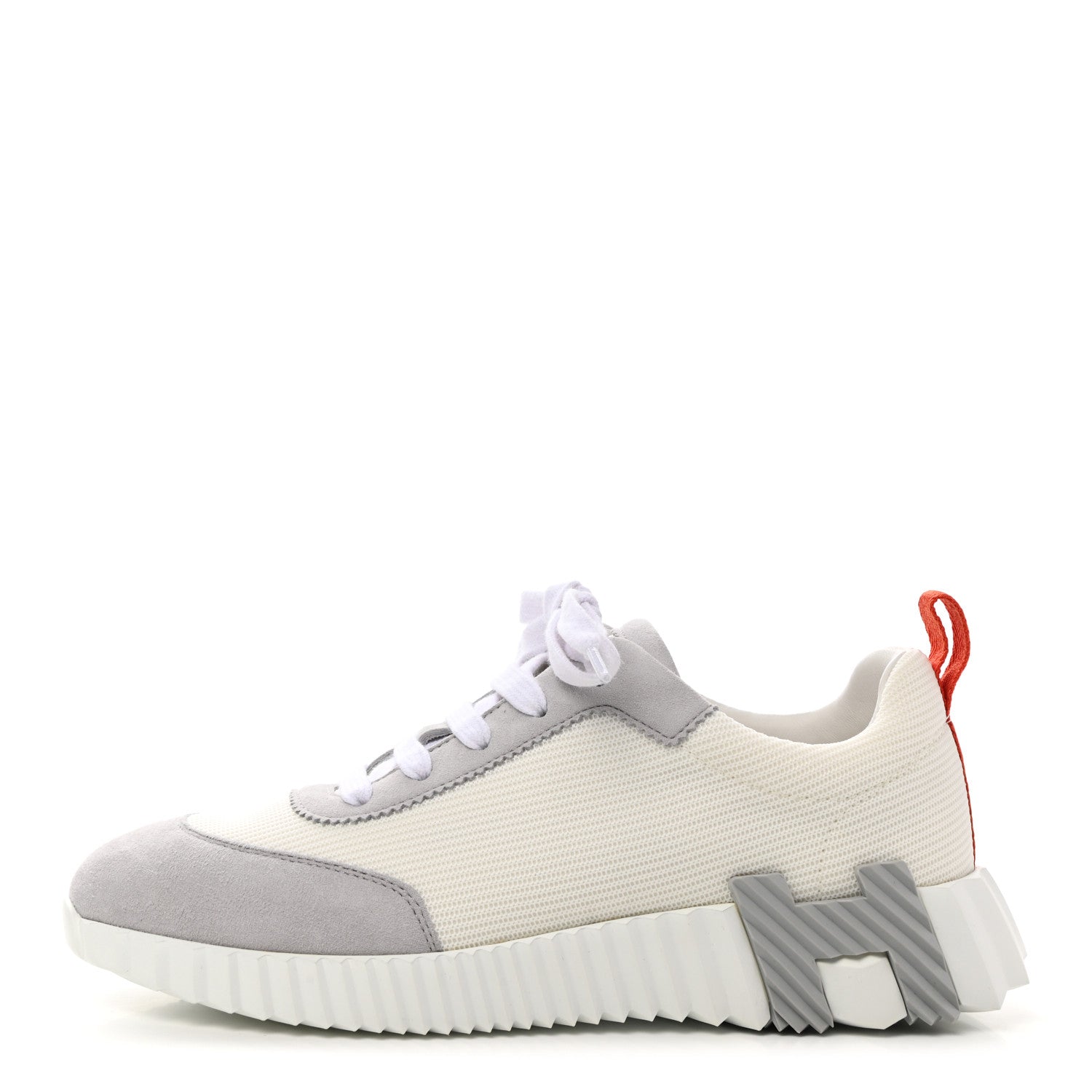 Hermes Technical Canvas Suede Goatskin Bouncing Sneakers 37 White Multicolor 1 of 9