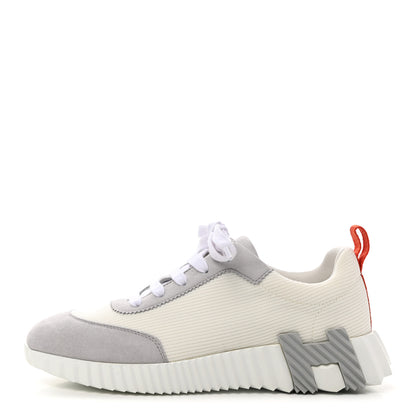 Hermes Technical Canvas Suede Goatskin Bouncing Sneakers 37 White Multicolor 1 of 9