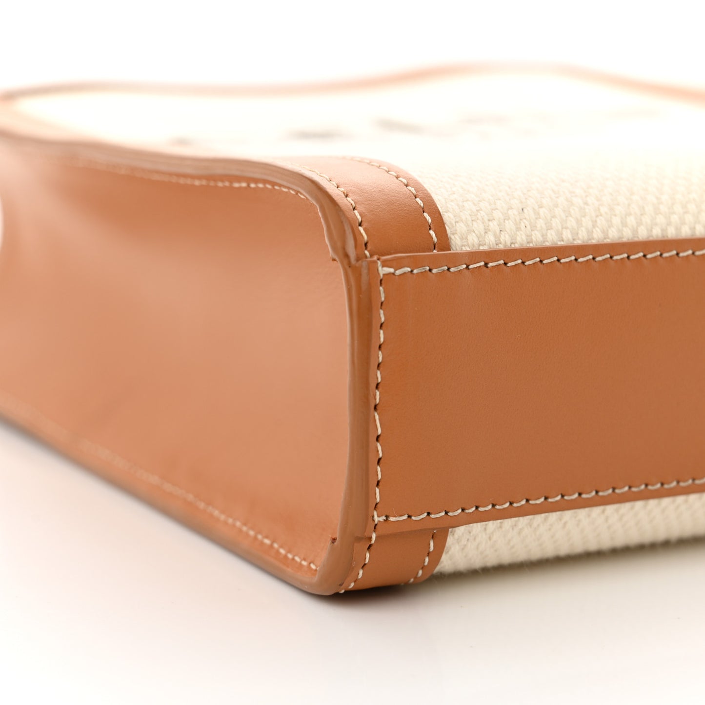 Canvas Calfskin Mini Vertical Cabas Natural Tan