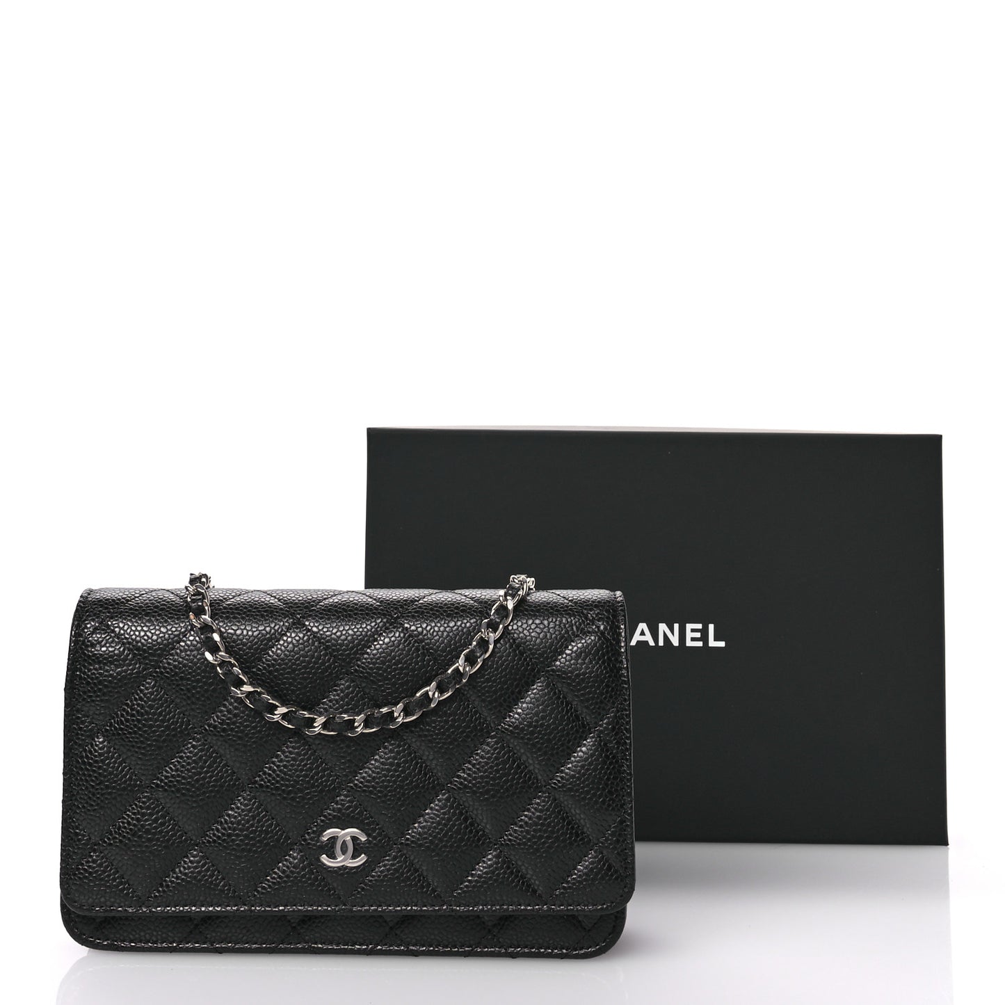 Caviar Quilted Wallet On Chain WOC Black