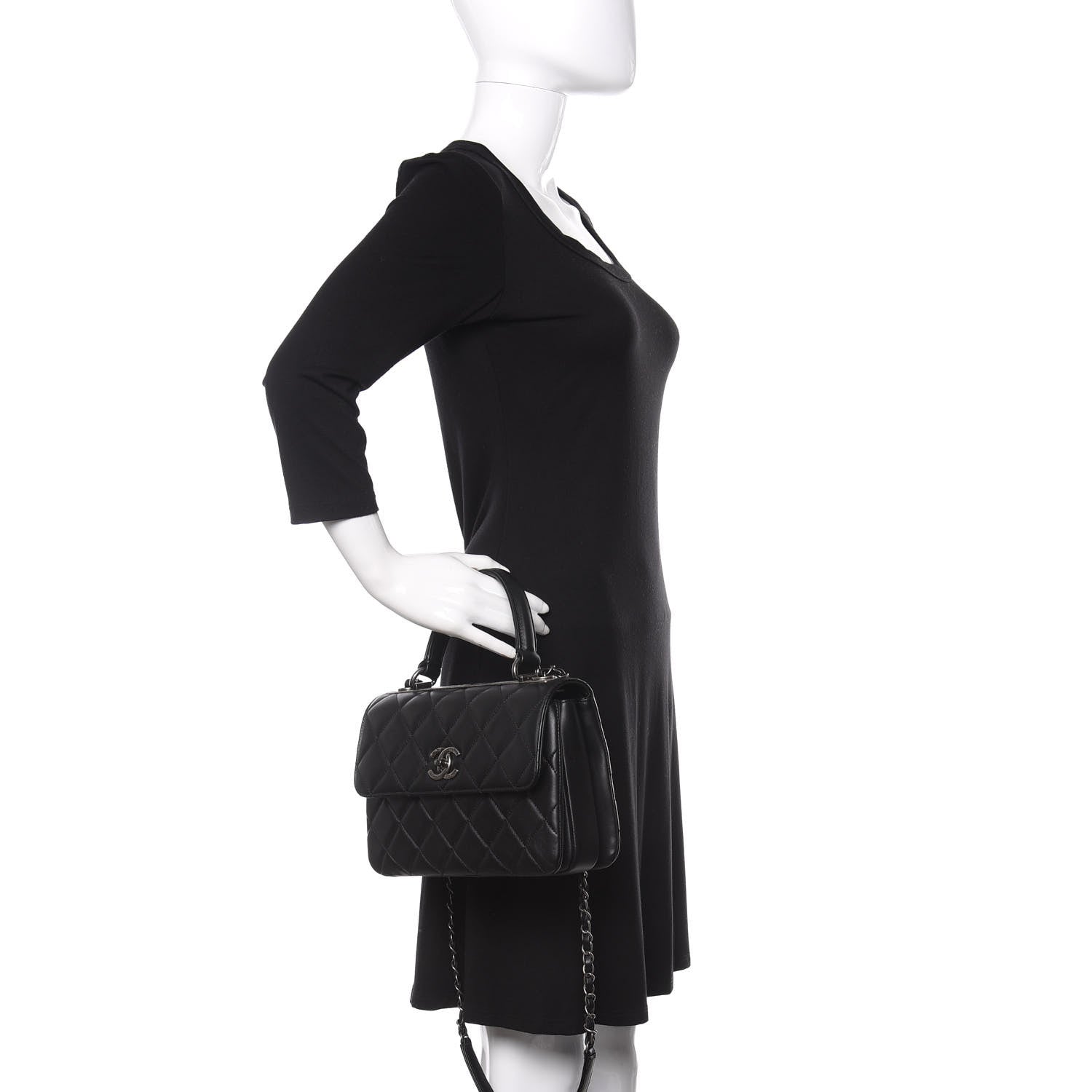 Chanel Lambskin Quilted Small Trendy CC Dual Handle Flap Bag Black 3 of 10