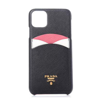 Prada Saffiano iPhone 11 Pro Max Case Black Hibiscus 1 of 6