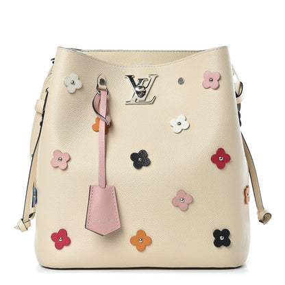 Louis Vuitton Calfskin Flowers Lockme Bucket Creme 1 of 11